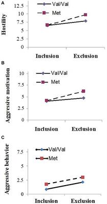 Catechol-O-Methyltransferase Gene Val158Met Polymorphism Moderates the Effect of Social Exclusion and Inclusion on Aggression in Men: Findings From a Mixed Experimental Design